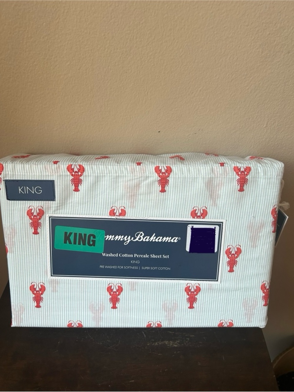 Tommy Bahama King Cotton Sheet Set New Lobster Striped
